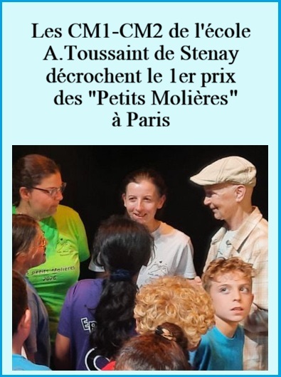 Les CM1-CM2 de Mme Jeanjean décrochent le 1er prix national des "Petits Molières" à Paris